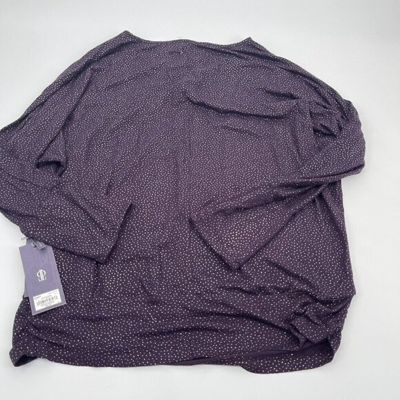 Jennifer Lopez Top Large Petite Womens Purple Metallic Silver Casual Sparkle New - Picture 2 of 9